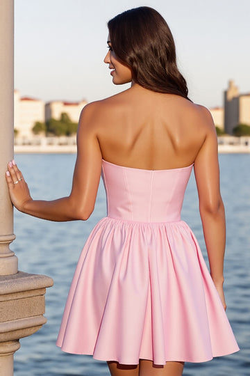 Pink Sweetheart Corset A Line Short Homecoming Dress